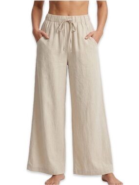 Rewash Linen Blend Wide Leg Pants